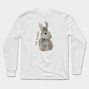 Mr bunny cute watercolor bunny sweet watercolour rabbit Long Sleeve T-Shirt